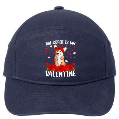 Corgi Dog Lover Red Rose Flower Corgi Valentine's Day Gift 7-Panel Snapback Hat