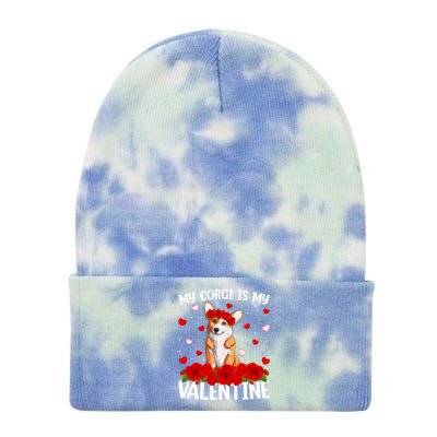 Corgi Dog Lover Red Rose Flower Corgi Valentine's Day Gift Tie Dye 12in Knit Beanie