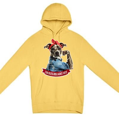 Childless Dog Ladies Vote Rosie The Riveter Premium Pullover Hoodie