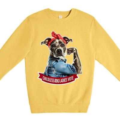 Childless Dog Ladies Vote Rosie The Riveter Premium Crewneck Sweatshirt