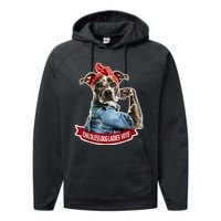 Childless Dog Ladies Vote Rosie The Riveter Performance Fleece Hoodie