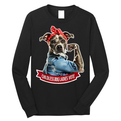 Childless Dog Ladies Vote Rosie The Riveter Long Sleeve Shirt