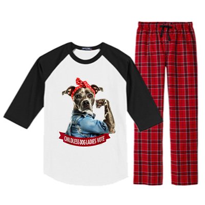 Childless Dog Ladies Vote Rosie The Riveter Raglan Sleeve Pajama Set