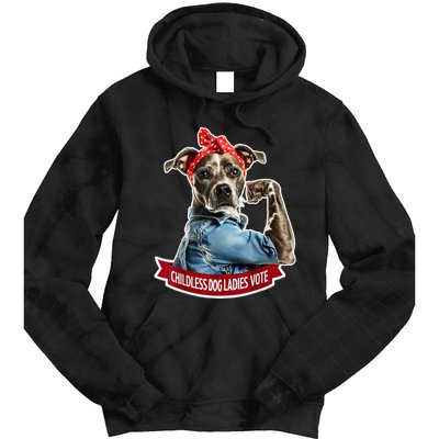 Childless Dog Ladies Vote Rosie The Riveter Tie Dye Hoodie