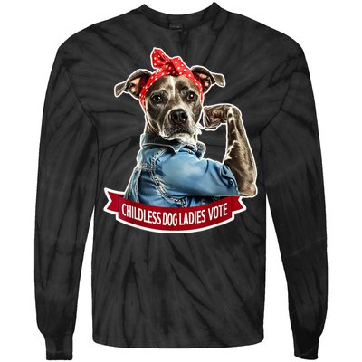 Childless Dog Ladies Vote Rosie The Riveter Tie-Dye Long Sleeve Shirt