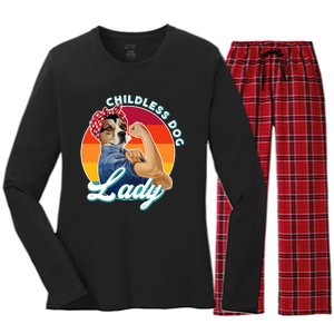 Childless Dog Lady Kamala Harris Funny Women's Long Sleeve Flannel Pajama Set 