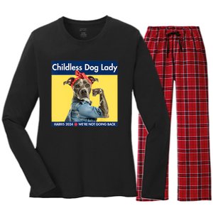 Childless Dog Lady Is Voting Kamala Election Usa 2024 Women's Long Sleeve Flannel Pajama Set 