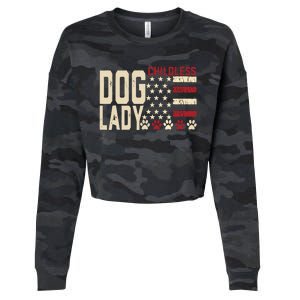 Childless Dog Lady Vote 2024 Us Flag Democratic President Cropped Pullover Crew