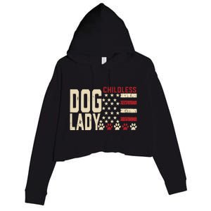 Childless Dog Lady Vote 2024 Us Flag Democratic President Crop Fleece Hoodie