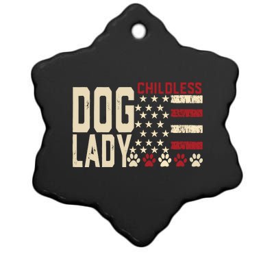 Childless Dog Lady Vote 2024 Us Flag Democratic President Ceramic Star Ornament