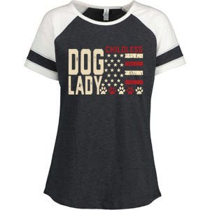 Childless Dog Lady Vote 2024 Us Flag Democratic President Enza Ladies Jersey Colorblock Tee