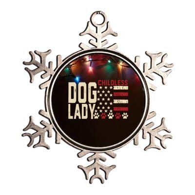 Childless Dog Lady Vote 2024 Us Flag Democratic President Metallic Star Ornament