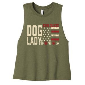 Childless Dog Lady Vote 2024 Us Flag Democratic President Women's Racerback Cropped Tank