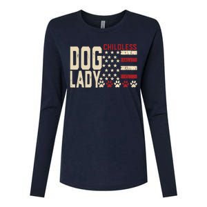 Childless Dog Lady Vote 2024 Us Flag Democratic President Womens Cotton Relaxed Long Sleeve T-Shirt