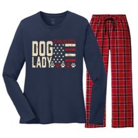 Childless Dog Lady Vote 2024 Us Flag Democratic President Women's Long Sleeve Flannel Pajama Set 