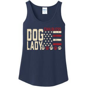 Childless Dog Lady Vote 2024 Us Flag Democratic President Ladies Essential Tank