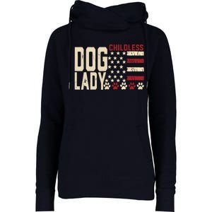 Childless Dog Lady Vote 2024 Us Flag Democratic President Womens Funnel Neck Pullover Hood