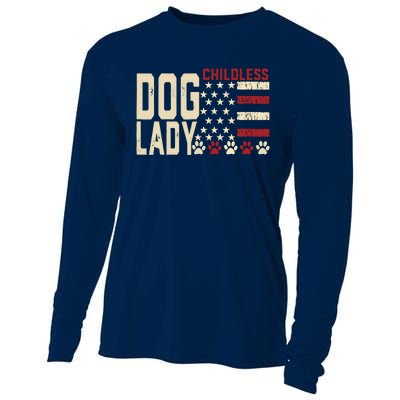 Childless Dog Lady Vote 2024 Us Flag Democratic President Cooling Performance Long Sleeve Crew