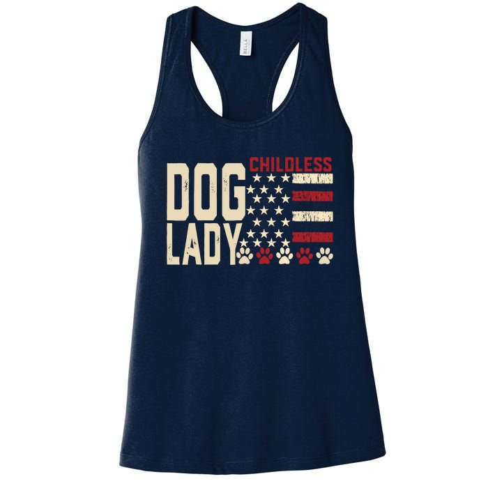 Childless Dog Lady Vote 2024 Us Flag Democratic President Women's Racerback Tank