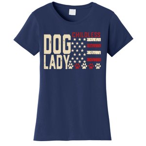 Childless Dog Lady Vote 2024 Us Flag Democratic President Women's T-Shirt