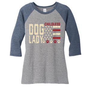 Childless Dog Lady Vote 2024 Us Flag Democratic President Women's Tri-Blend 3/4-Sleeve Raglan Shirt