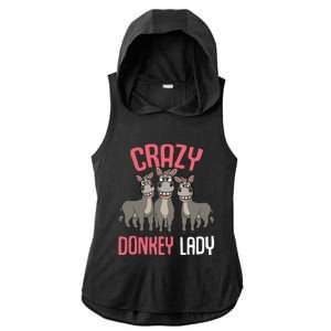 Crazy Donkey Lady Donkey Lover Ladies PosiCharge Tri-Blend Wicking Draft Hoodie Tank