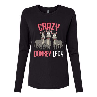 Crazy Donkey Lady Donkey Lover Womens Cotton Relaxed Long Sleeve T-Shirt