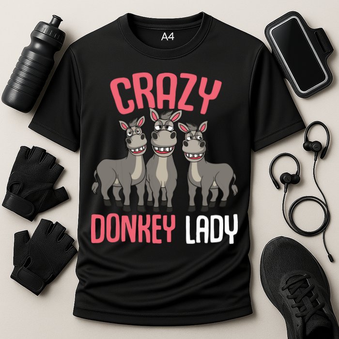 Crazy Donkey Lady Donkey Lover Cooling Performance Crew T-Shirt