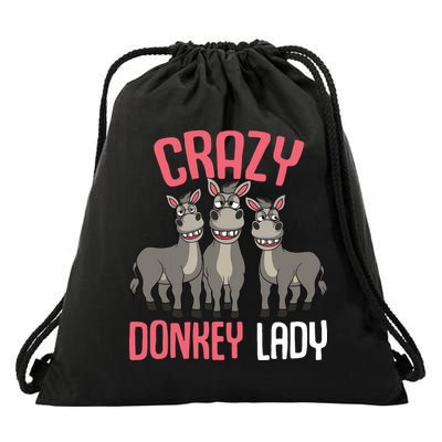 Crazy Donkey Lady Donkey Lover Drawstring Bag