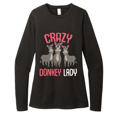 Crazy Donkey Lady Donkey Lover Womens CVC Long Sleeve Shirt