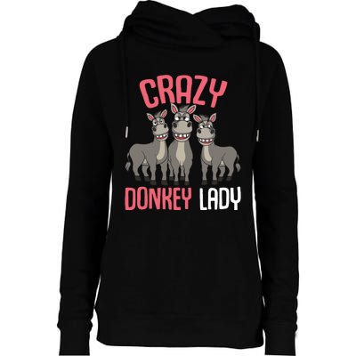 Crazy Donkey Lady Donkey Lover Womens Funnel Neck Pullover Hood