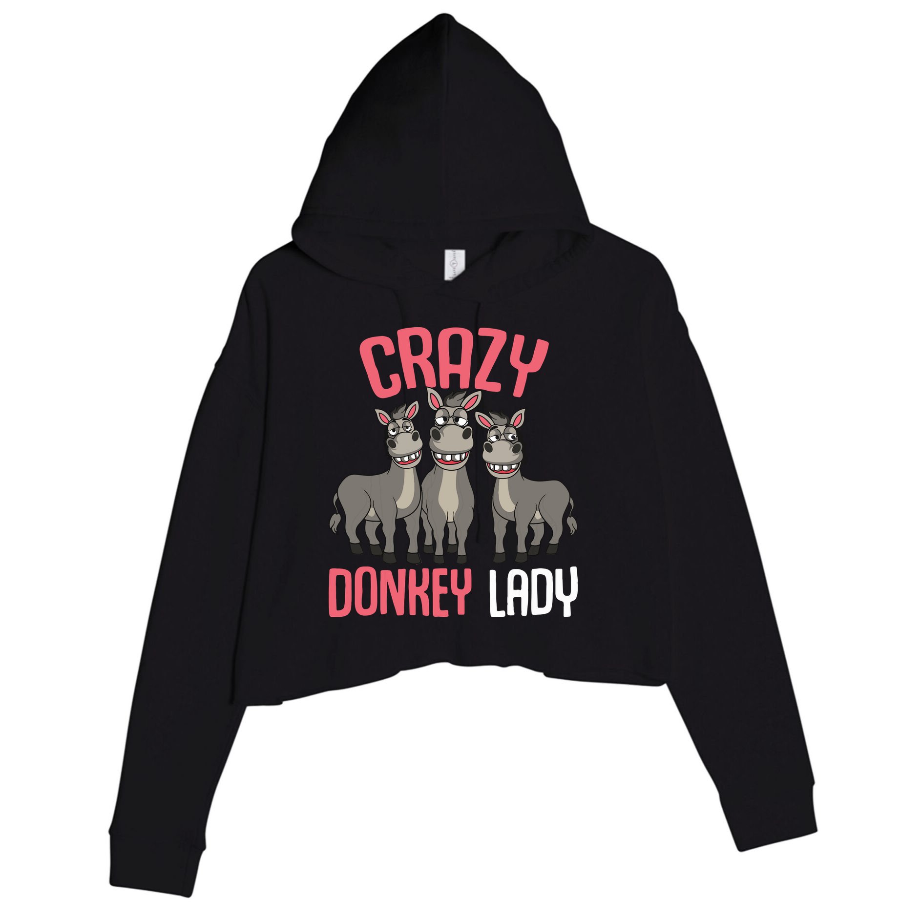 Crazy Donkey Lady Donkey Lover Crop Fleece Hoodie