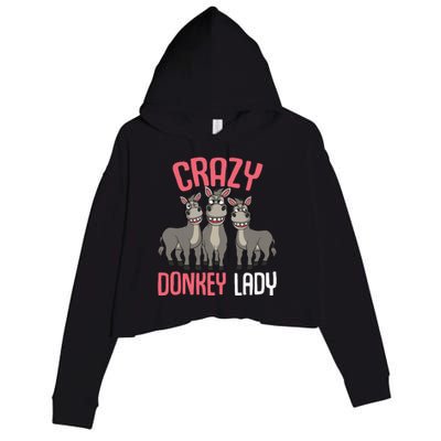 Crazy Donkey Lady Donkey Lover Crop Fleece Hoodie