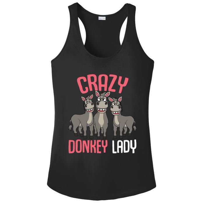 Crazy Donkey Lady Donkey Lover Ladies PosiCharge Competitor Racerback Tank