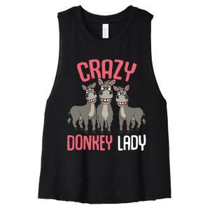 Crazy Donkey Lady Donkey Lover Women's Racerback Cropped Tank