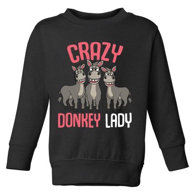 Crazy Donkey Lady Donkey Lover Toddler Sweatshirt