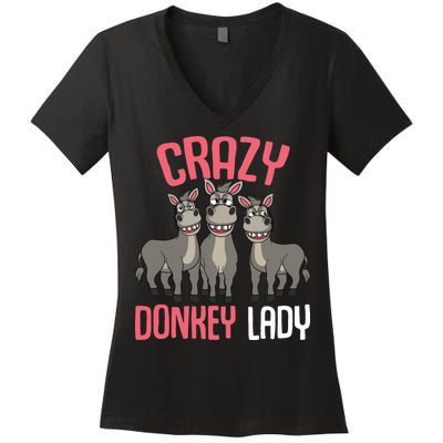 Crazy Donkey Lady Donkey Lover Women's V-Neck T-Shirt
