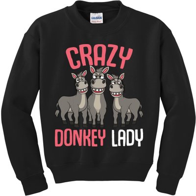 Crazy Donkey Lady Donkey Lover Kids Sweatshirt