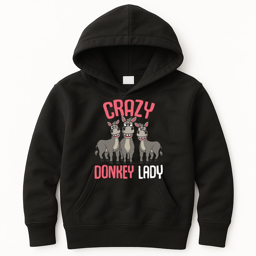 Crazy Donkey Lady Donkey Lover Kids Hoodie