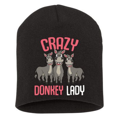 Crazy Donkey Lady Donkey Lover Short Acrylic Beanie