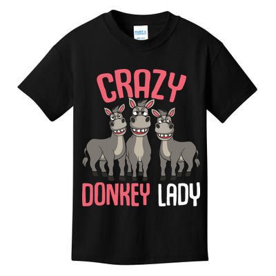 Crazy Donkey Lady Donkey Lover Kids T-Shirt