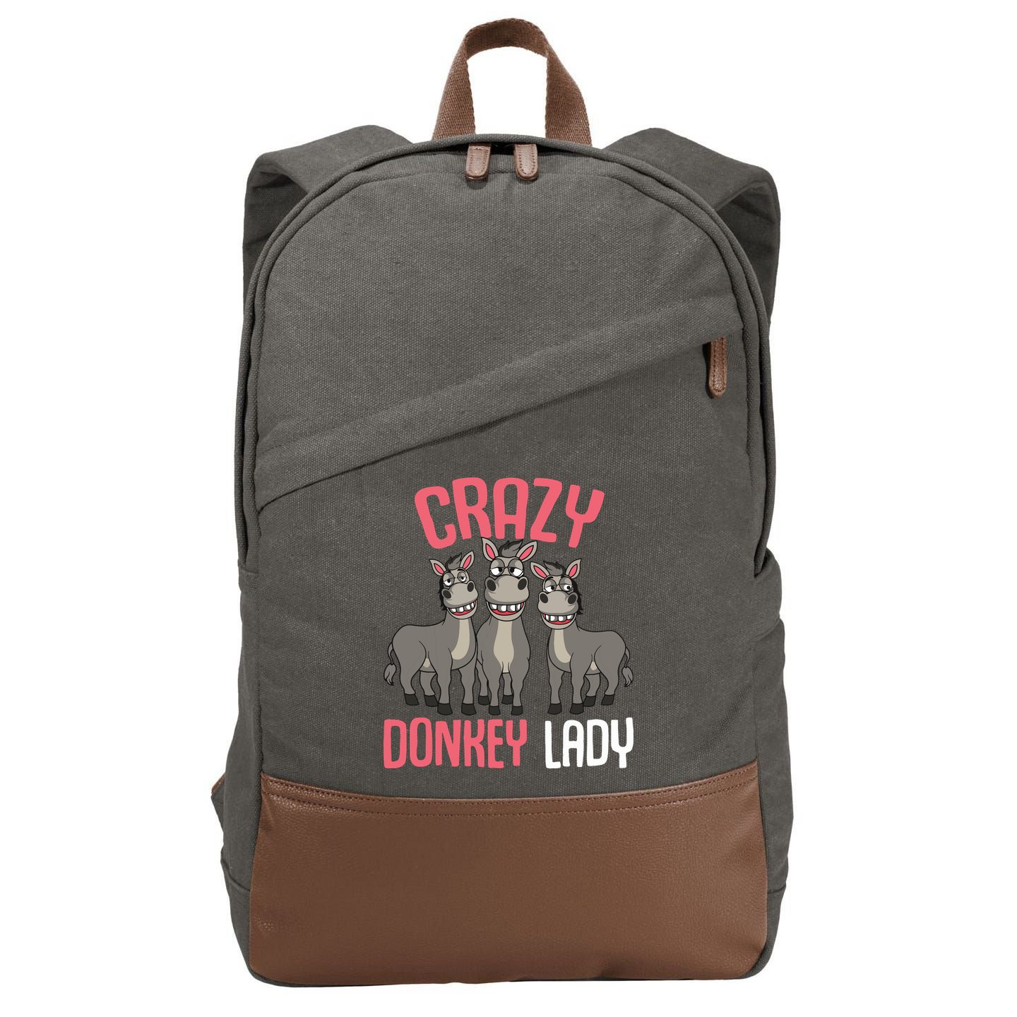 Crazy Donkey Lady Donkey Lover Cotton Canvas Backpack