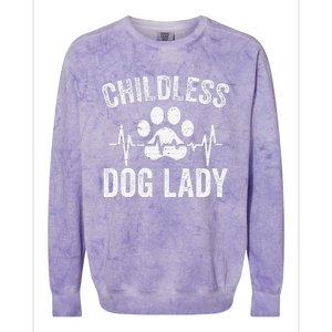 Childless Dog Lady Proud Dog Mom Heartbeat Colorblast Crewneck Sweatshirt