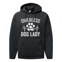 Childless Dog Lady Proud Dog Mom Heartbeat Performance Fleece Hoodie