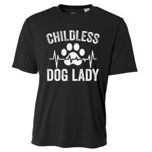 Childless Dog Lady Proud Dog Mom Heartbeat Cooling Performance Crew T-Shirt