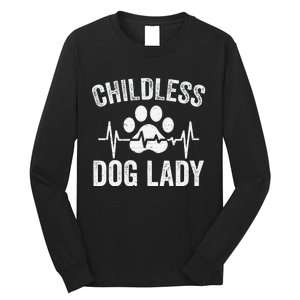 Childless Dog Lady Proud Dog Mom Heartbeat Long Sleeve Shirt