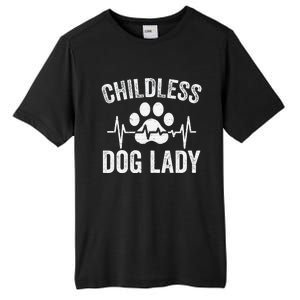 Childless Dog Lady Proud Dog Mom Heartbeat Tall Fusion ChromaSoft Performance T-Shirt