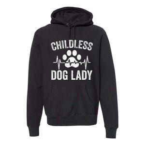 Childless Dog Lady Proud Dog Mom Heartbeat Premium Hoodie