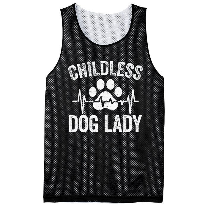 Childless Dog Lady Proud Dog Mom Heartbeat Mesh Reversible Basketball Jersey Tank