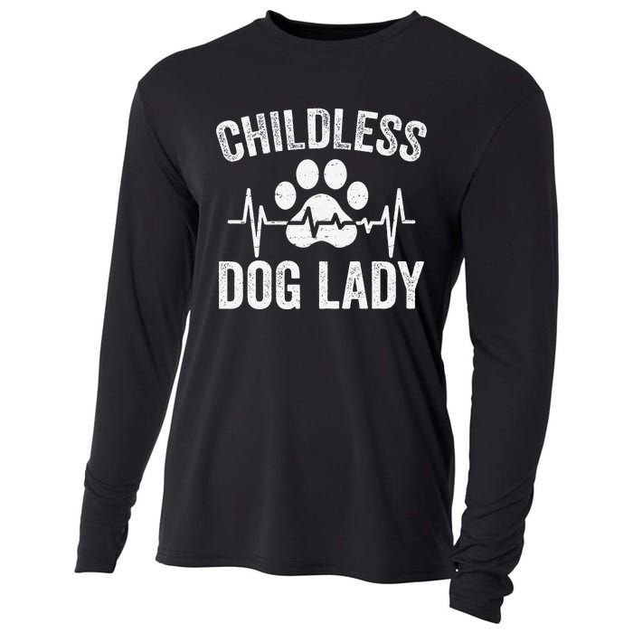 Childless Dog Lady Proud Dog Mom Heartbeat Cooling Performance Long Sleeve Crew